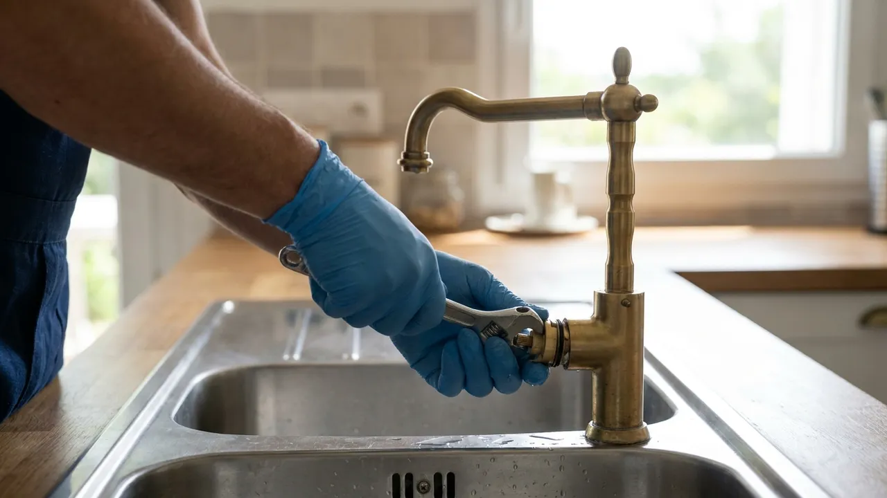 Remplacement de la cartouche d'un mitigeur de cuisine qui goutte dans un logement de La Garenne-Colombes
